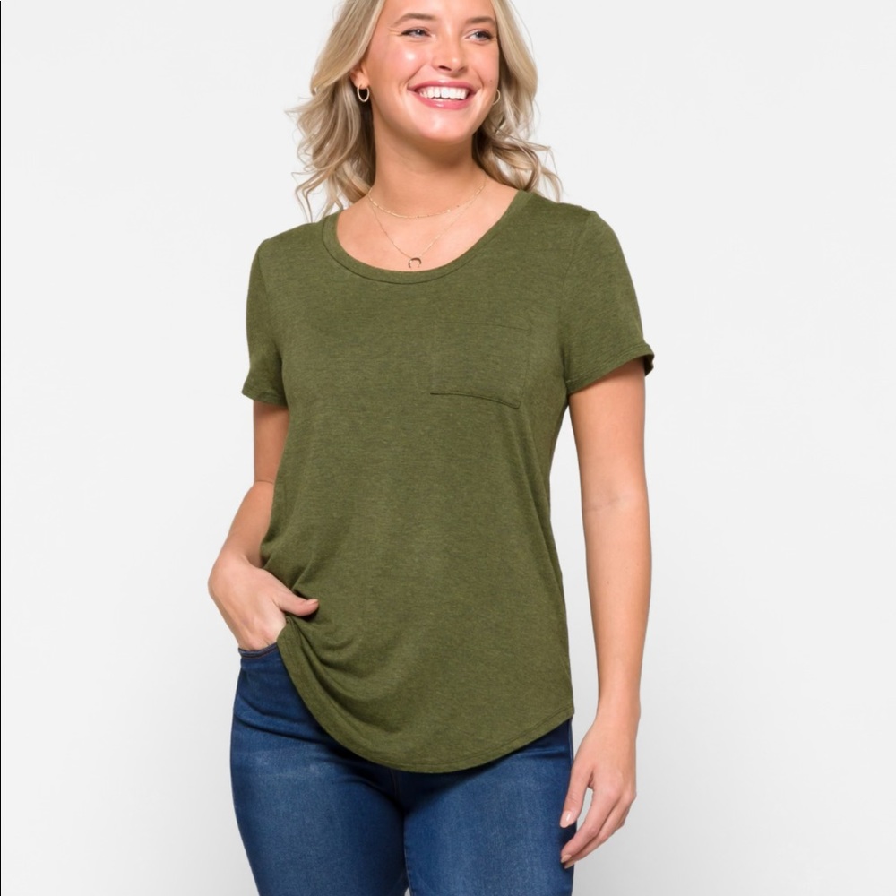 Market & Spruce olive green pocket short sleeve tee